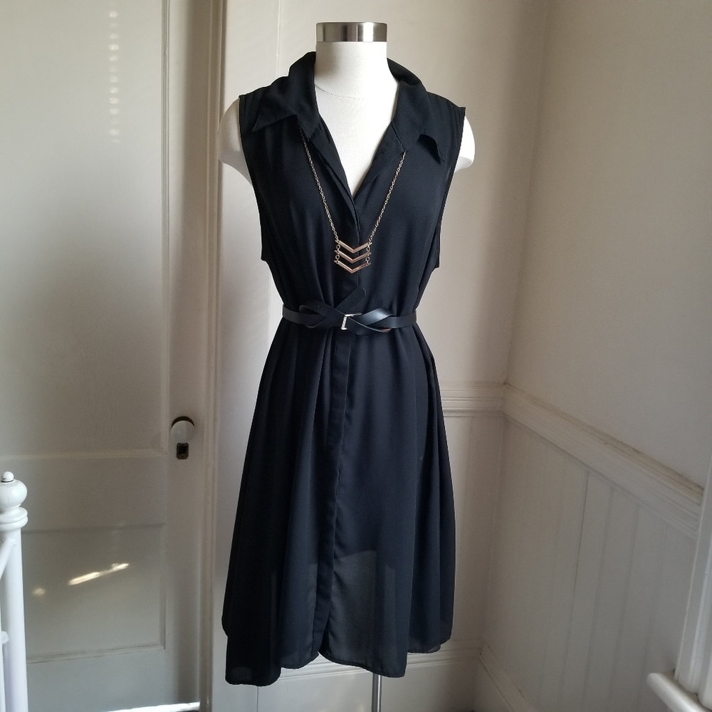 Sheer black button down dress